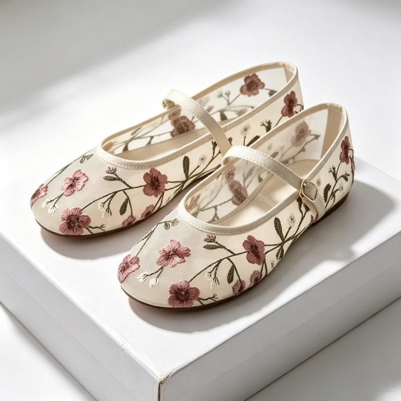 Mesh Embroidered Leisure Balle - Ethnic Fashion Design 评论和价格