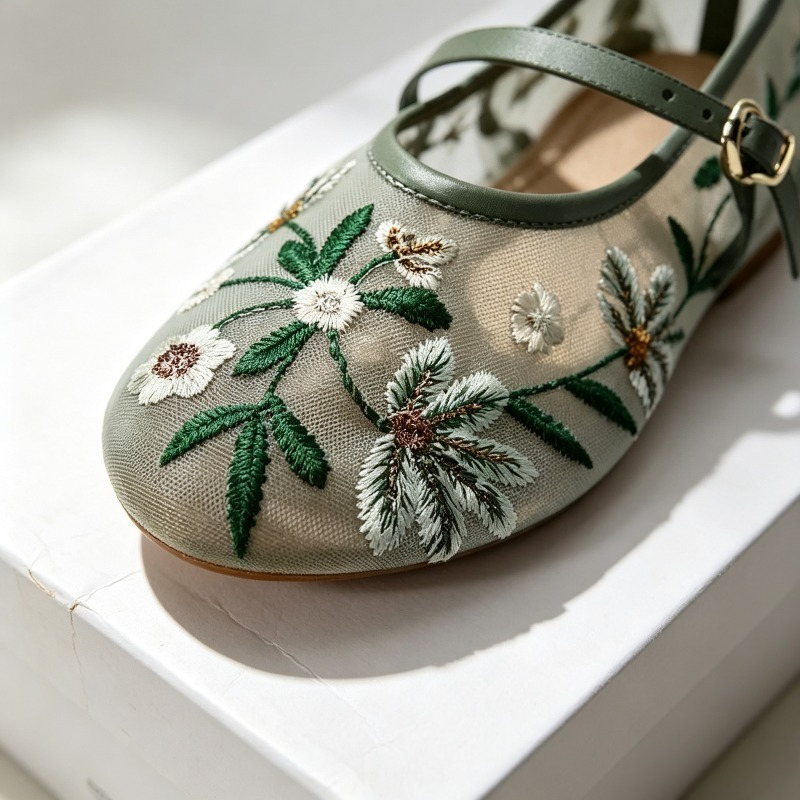 Mesh Embroidered Leisure Balle - Ethnic Fashion Design 评论和价格