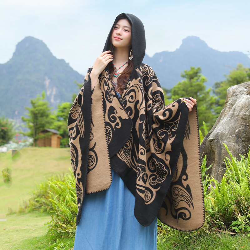 New Women's Hooded Shawl Warm  - Go Ethnic Fashion 评论和价格