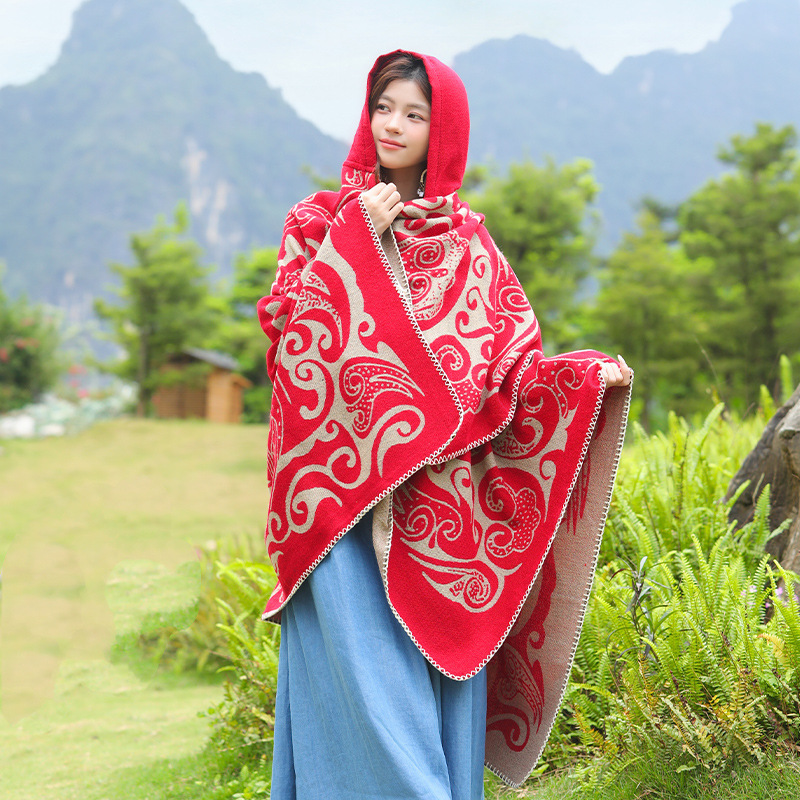 New Women's Hooded Shawl Warm  - Go Ethnic Fashion 评论和价格
